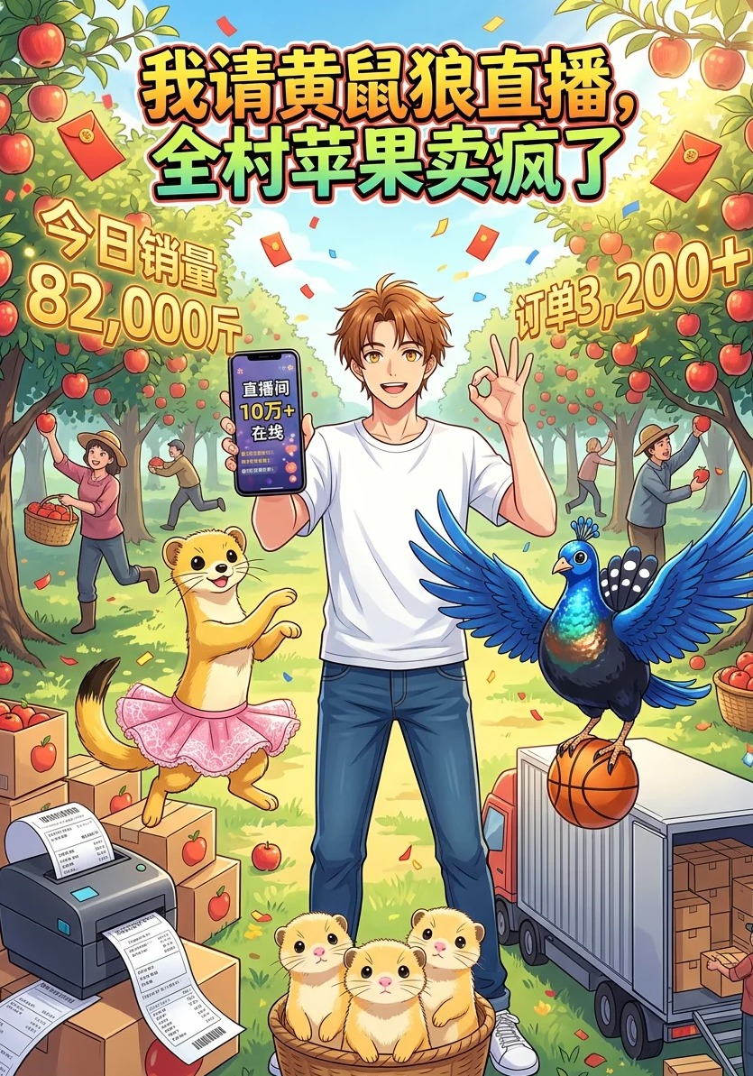 我請黃鼠狼直播，全村蘋果賣瘋了封面圖